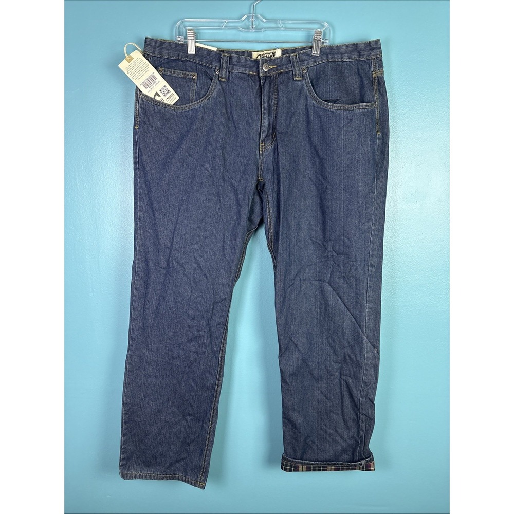 Mountain Khakis Flannel Lined Jeans Size 42x32 Dark Wash Gorpcore Baggy